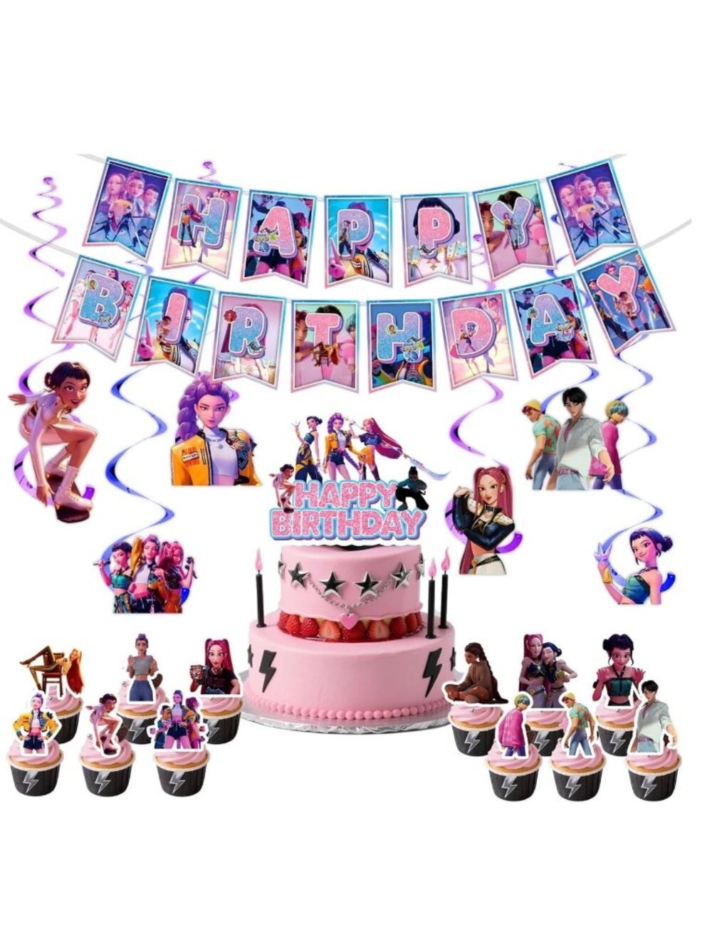 Demon Hunters Birthday Party 50 Piece Birthday Decorations Pack - UNUSED